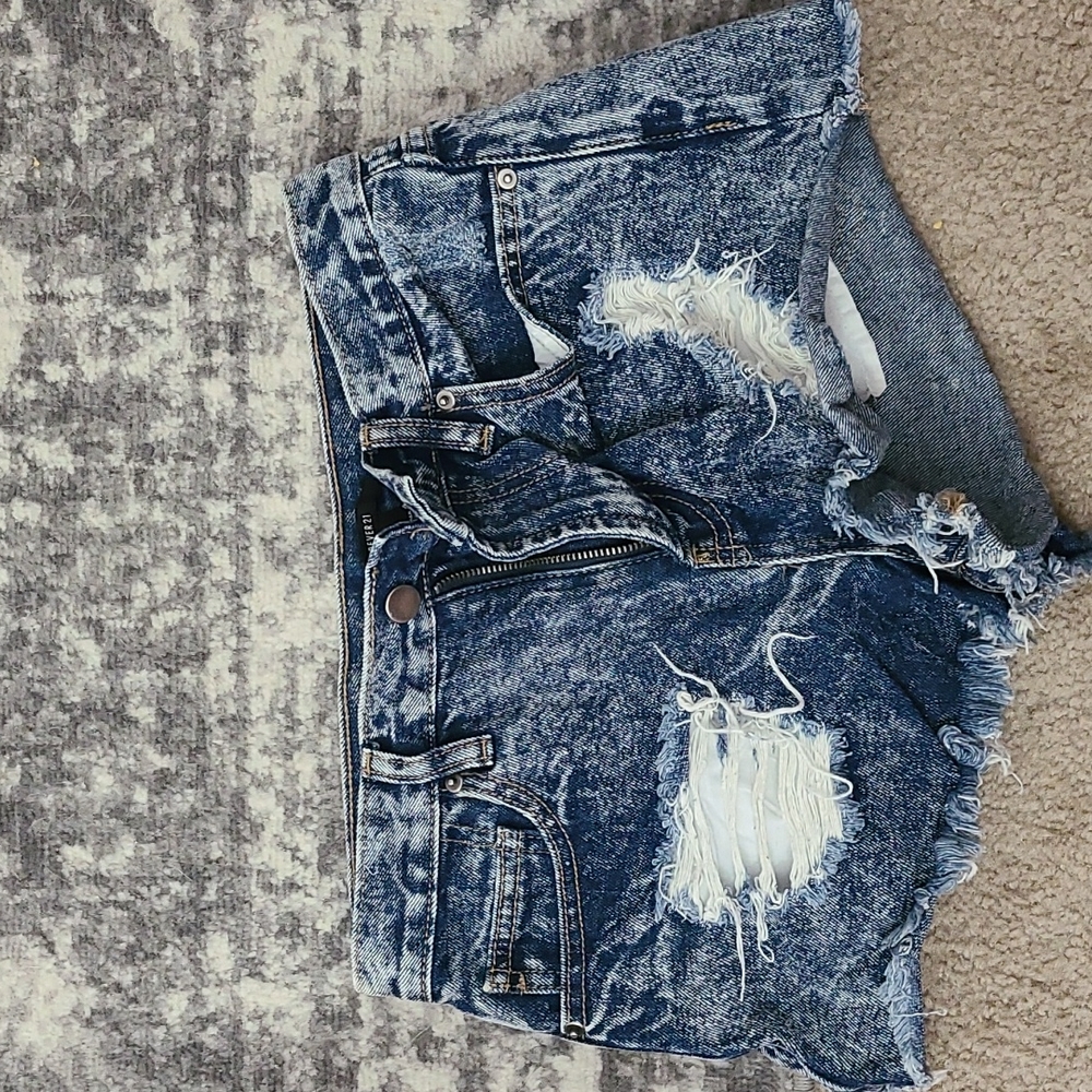 Acid wash jean shorts